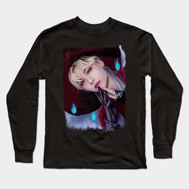 Stray kids Felix Fanart - kpop illustration Long Sleeve T-Shirt by RetroAttic